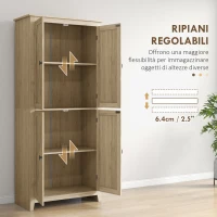 HOMCOM Mobile Cucina a 4 Ante con Mensole Regolabili e Base Rialzata in Legno 80x40x182cm(m-6)