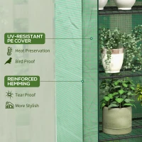 Outsunny 4 Tier Mini Greenhouse with Reinforced PE Cover, Portable Indoor Outdoor Green House with Roll-up Door and Wire Shelves, 170H x 120W x 50Dcm, Green(m-5)