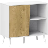 Credența Modernă HOMCOM cu Dulap și Compartiment de Depozitare, în Lemn, 80x39x76 cm, Alb(m-1)