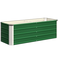 Outsunny Fioriera da Giardino Senza Fondo con 2 Aree di Coltivazione, in Acciaio, 125x47x44 cm, Verde