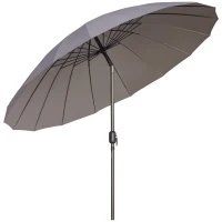Outsunny Ombrellone da Giardino e Terrazza Ø2.5x2.5 m con Manovella, 18 Stecche e Testa Inclinabile, Grigio Scuro(m-1)
