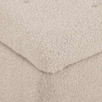 HOMCOM Banco de Armazenamento em Borrego Capacidade 47L Tampa Abatível e Pés de Madeira de Borracha Carga 120 kg 95x38x45 cm Bege(m-8)