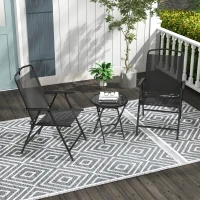 Outsunny Set de Grădină 3 Piese cu 2 Scaune 53,5x64x93 cm și Măsuță de Cafea Ø45x50 cm, din Metal, Negru(m-10)