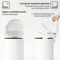 HOMCOM Coș de Gunoi cu Pedală 30L, cu Capac cu Închidere Lentă, din Metal și PP, 36x30x63.5 cm, Alb Crem(m-5)