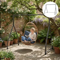 Outsunny Soporte para Columpio de Acero Estructura de Columpio de 2 y 3 Asientos Carga 360 kg 210x117x175 cm Negro(m-10)