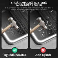 HOMCOM Oglindă de baie LED cu Bluetooth, iluminare reglabilă și funcție de memorie, din sticlă securizată, 70x50x3,5 cm(m-8)