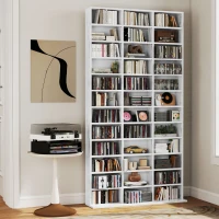 HOMCOM CD Storage Unit with Adjustable Shelves, 102 x 195 cm, Marble Effect(m-10)