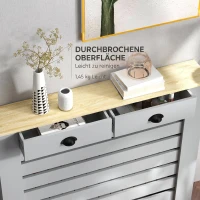 Acoperiș HOMCOM pentru Calorifer din MDF cu Grilaj și 2 Sertare, 111x19x95.5 cm, Gri(m-8)