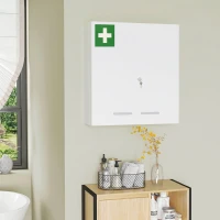 kleankin Dulap pentru medicamente cu 6 rafturi, cu încuietoare și 2 chei, din oțel, 55x18x60 cm, alb(m-10)