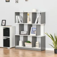 HOMCOM Bibliotecă cu 8 Rafturi pentru Sufragerie și Dormitor, din Lemn, 100x24x124 cm, Gri Închis(m-10)