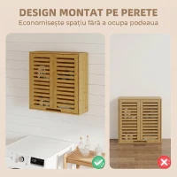 HOMCOM Dulap Suspendat pentru Baie cu Raft Interior Reglabil și Uși Tip Obloane, din Bambus, 60x20x60 cm, Culoare Lemn(m-6)