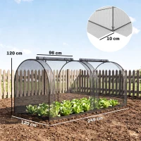 Outsunny 2,49 x 1,2 m Gartennetz, Pflanzenschutzzelt mit Tür, Winddichtes Schädlingsschutznetz mit Stahlrahmen, Schwarz(m-3)