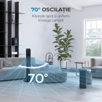 HOMCOM Ventilator turn 45W cu 4 moduri și 3 viteze, cu timer de 12h, din ABS, Ø31.5x96 cm, negru(m-6)