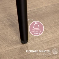 HOMCOM Set de 2 scaune de dining tapițate, stil nordic, din metal și catifea, 52x54x79cm, roz(m-5)
