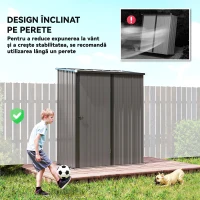 Outsunny Magazie de Grădină din Oțel pentru Unelte cu Lacăt, 161,5x94,5x196 cm, Gri Deschis(m-6)