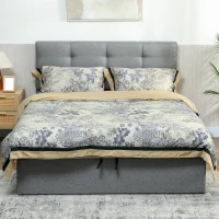 HOMCOM 5ft King Ottoman Bed with Gas Lift Storage - Grey(m-10)