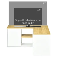 HOMCOM Mobilier TV în formă de L pentru televizoare de până la 40", cu 3 rafturi deschise și 2 dulapuri, din PAL, 90x90x45 cm(m-9)