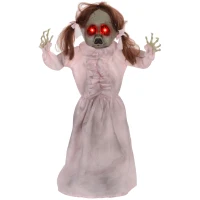 HOMCOM Horrorpuppe, Helloweendeko, aktiviert mit Geräusche/Berührung, rote Augen, Sound, 76 cm(m-1)