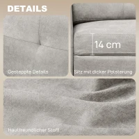 HOMCOM 3-Sitzer-Sofa mit Bettfunktion, Schlafsofa mit Chaiselongue, Polstersofa, Grau(m-6)