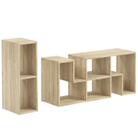 HOMCOM Three-Block Modular TV Stand - Grey Wood-Effect(m-1)