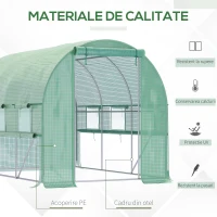 Outsunny Seră pentru Grădină 3X2X2m din Oțel și Acoperire pe, UșI cu Fermoar șI Ferestre cu Plasă, Verde(m-5)