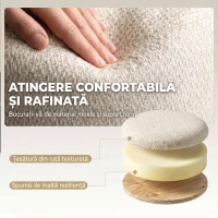 HOMCOM Otoman Rotund de Depozitare din Material Textil de Iută, 19 L, cu Capac, Bej(m-6)