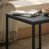 HOMCOM Set 2 măsuțe de cafea moderne cu picioare în formă de U, din lemn și oțel, 45x45x45 cm și 40x40x40 cm, negru(m-9)