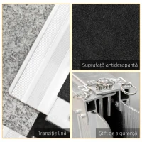 HOMCOM Rampa pentru Scaun cu Rotile, Pliabila din Aluminiu Texturat, Rampa Portabila pentru Prag de 5cm pentru Intrari(m-5)