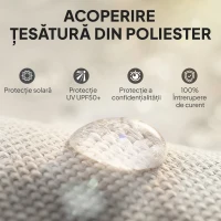 Outsunny Marchiză Rulantă din Poliester Anti-UV cu Carcasă din Aluminiu și Manivelă, 250x160 cm, Alb Crem(m-5)