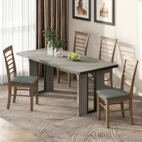 HOMCOM Masă de Dining în Stil Industrial pentru maximum 8 persoane, din lemn și oțel, 180x80x75 cm, gri(m-10)