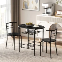 HOMCOM Three-Piece Compact Dining Set - Black(m-10)