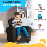 HOMCOM Kids Recliner Chair, PU Leather with Adjustable Backrest, Footrest, Padded Headrest, Black(m-8)