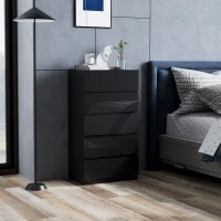 HOMCOM Cassettiera 5 Cassetti in Legno, Comò per Camera da Letto Moderno e Multiuso, 55x34x100 cm, Nero(m-9)