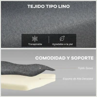 HOMCOM Sofá Cama Individual Plegable con Respaldo Ajustable de 5 Niveles Cojín y Tapizado de Lino Sintético 75x70x75 cm Gris(m-6)
