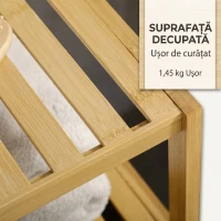 kleankin Dulap pentru Baie din Bambus cu Lamele și Dulap cu O Ușă, 33x36,5x67cm, Culoare Lemn Natural(m-9)