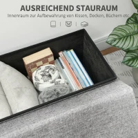 HOMCOM Bancă cu Spațiu de Depozitare Pliabilă cu Spătar și Capacitate de 77L, Tapițerie din Țesătură, 76x50x73 cm, Gri(m-5)