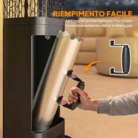 Outsunny Stufa a Pellet da Esterno Potenza 6.86Kw con Base Antiscivolo, Tubo in Vetro e Rete in Metallo, Nero(m-8)