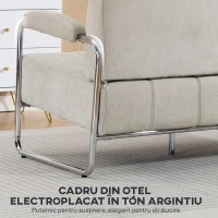 HOMCOM, Canapea 2 Locuri Modernă, cu șezut spațios, Chenille, 120x73x76 cm, Bej(m-6)