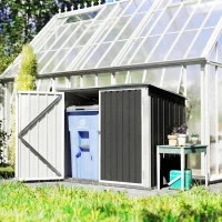 Outsunny Cache Poubelle Double Abri de Jardin 2 Poubelles de 240L Couvercle Lié par Chaînes Vérins à Gaz 179,5x108x129,5cm Gris(m-8)