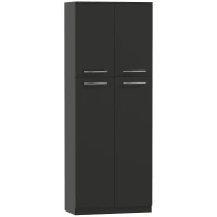 HOMCOM Mobilier de depozitare minimalist cu 2 dulapuri și rafturi reglabile, din lemn negru, 59x31x155 cm(m-12)