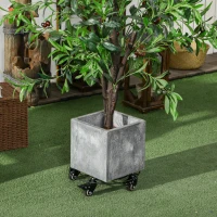 Outsunny Carrello Sottovaso con Ruote Ø30cm in Metallo con Ruote Girevoli e Freno, Nero(m-10)