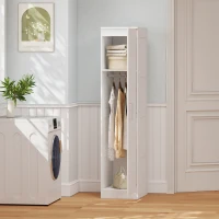 HOMCOM Kleiderschrank Mehrzweckschrank mit Kleiderstange, Regal, Soft-Close-Tür 40 x 52 x 180 cm Weiß(m-10)