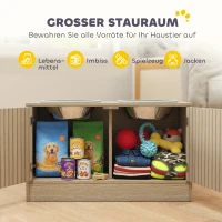PawHut Hundefutterstation mit 2 Edelstahl-Näpfen, Schrank für Utensilien, für große Hunde, Zubehör, Holz(m-5)