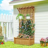 Outsunny Jardinieră de Grădină cu Spalier pentru Plante Cățărătoare din Lemn, 90x45x183 cm, Galben(m-10)