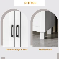 HOMCOM Credenza Cucina in Legno a 3 Ante, Ripiani Regolabili, Stile Minimalista Nordico, 90x30x90cm, Bianco(m-6)