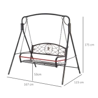 Outsunny Gartenschaukel Schaukelbank für den Garten Outdoor-Schaukel, Vintage Design, Messing-Optik, 167 cm x1 23 cm x 175cm(m-3)