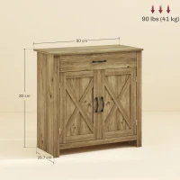 HOMCOM Bufet de Bucătărie, Dulap Multifuncțional cu 2 Uși și Sertar, 80x39,7x80 cm, Culoare Lemn(m-3)