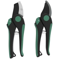 Outsunny Gartenwerkzeug Set 2 Stück Garten Werkzeug aus Metall Gartengeräte mit Gartenschere Grün+Schwarz(m-1)