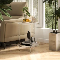 HOMCOM Masă Joasă Rotundă cu 2 Niveluri din Acrilic pentru Interior, Ø40x50 cm, Transparentă(m-10)