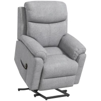 HOMCOM Fotoliu Reclinabil cu Funcție de Ridicare și Suport pentru Picioare, Material Textil cu Efect de In, 83x89x102 cm, Gri(m-12)